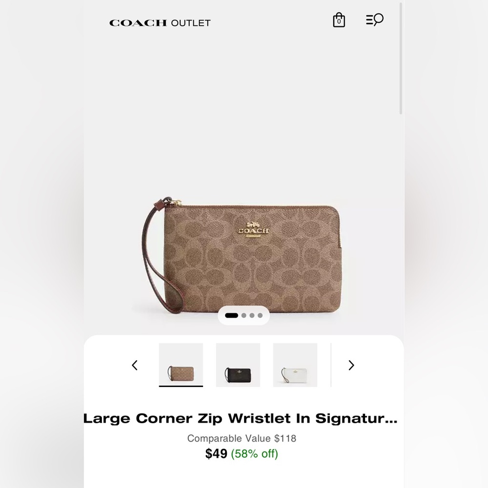 Coach brown wristlet